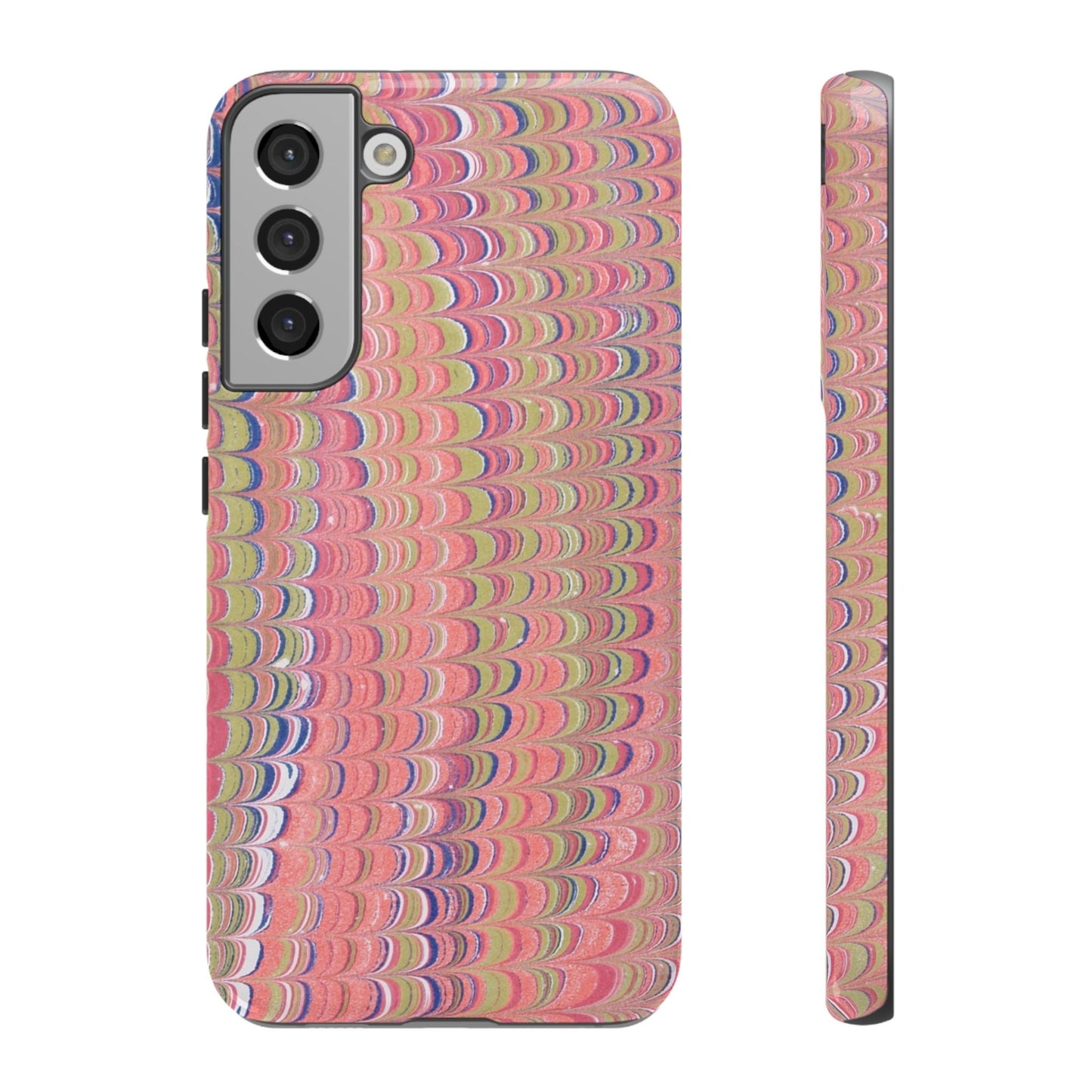 Pink Pastels Feather Marbled Vintage Design iPhone 16 + Samsung + Apple + Google - 2 finishes
