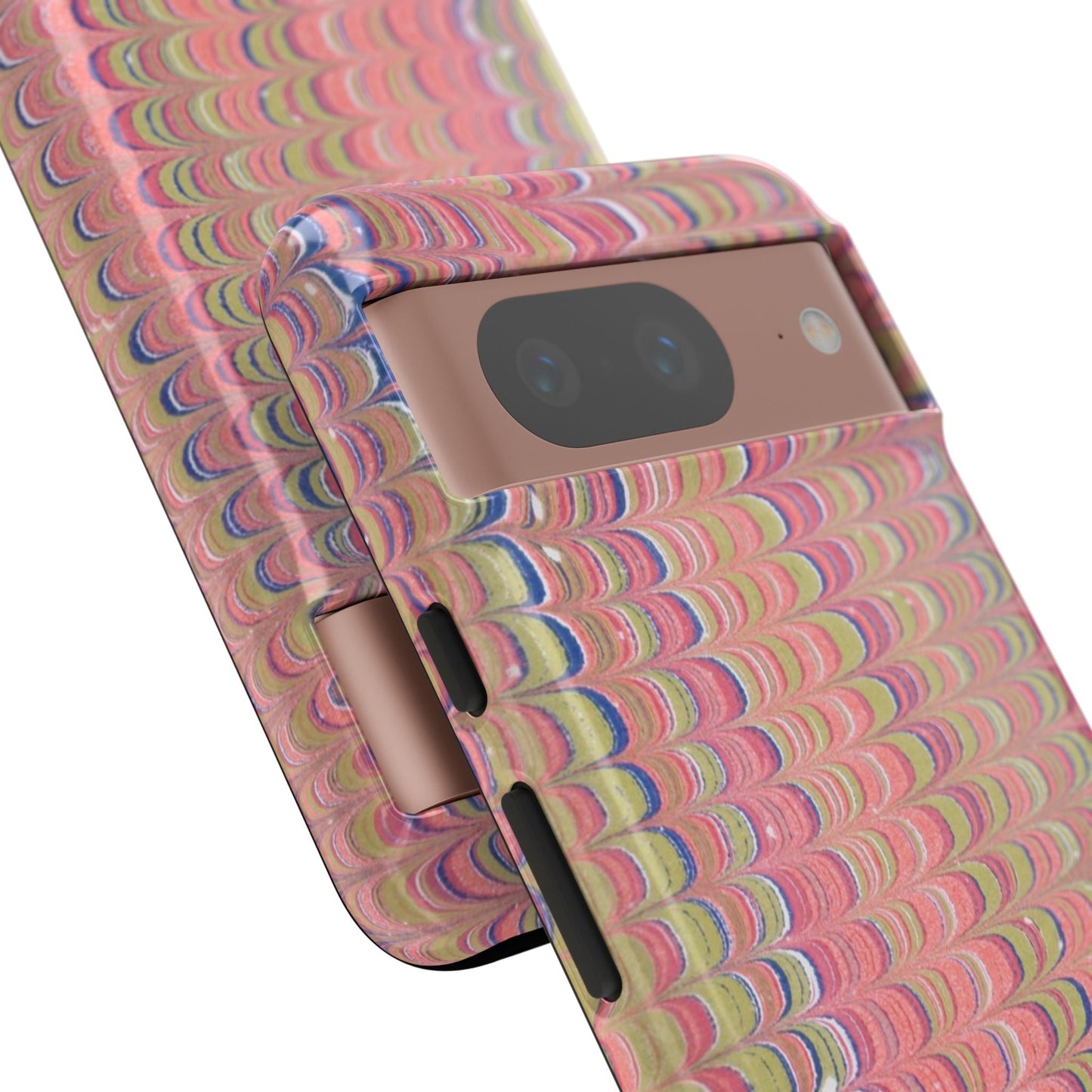 Pink Pastels Feather Marbled Vintage Design iPhone 16 + Samsung + Apple + Google - 2 finishes