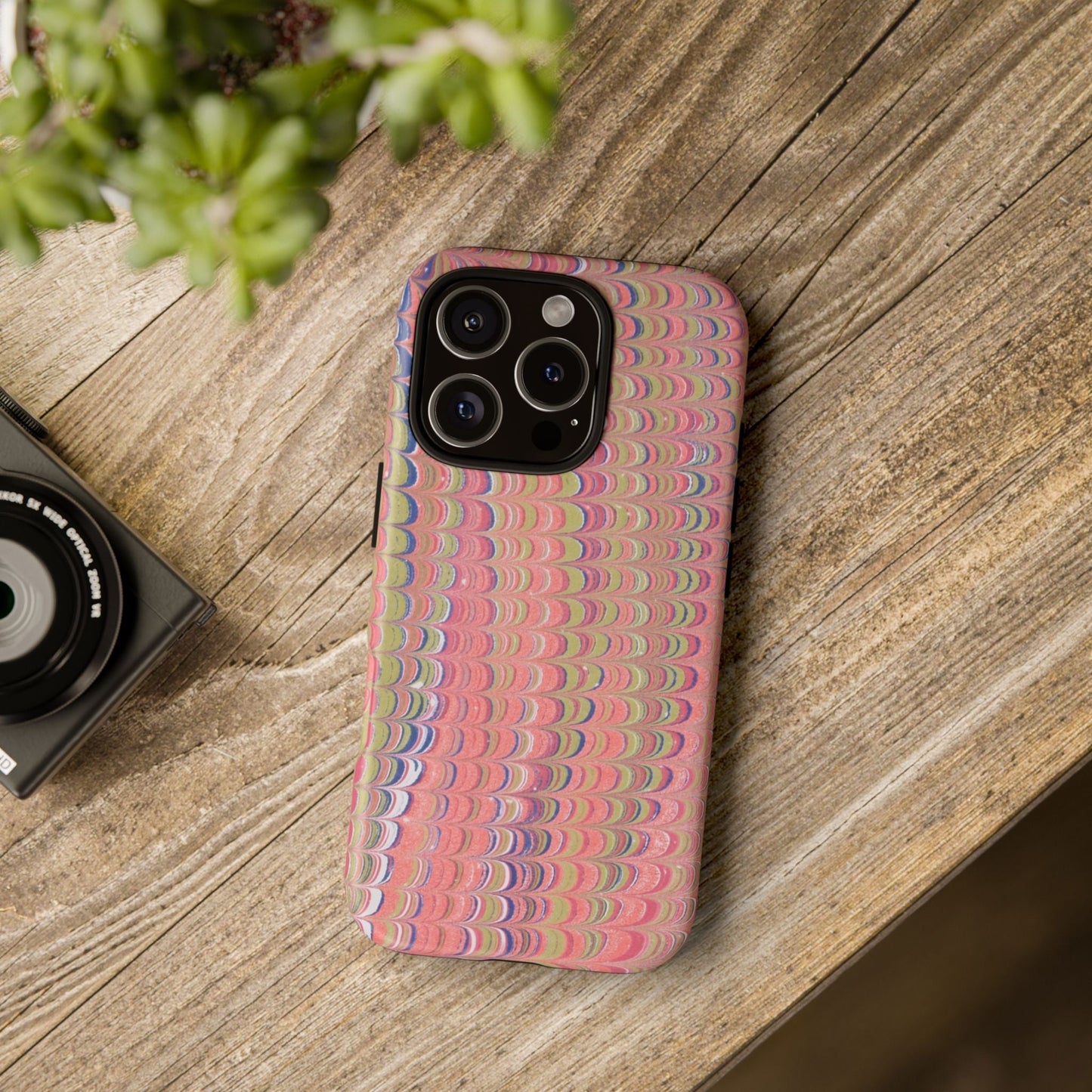 Pink Pastels Feather Marbled Vintage Design iPhone 16 + Samsung + Apple + Google - 2 finishes