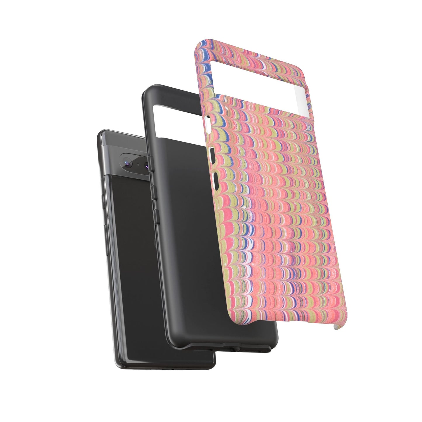 Pink Pastels Feather Marbled Vintage Design iPhone 16 + Samsung + Apple + Google - 2 finishes