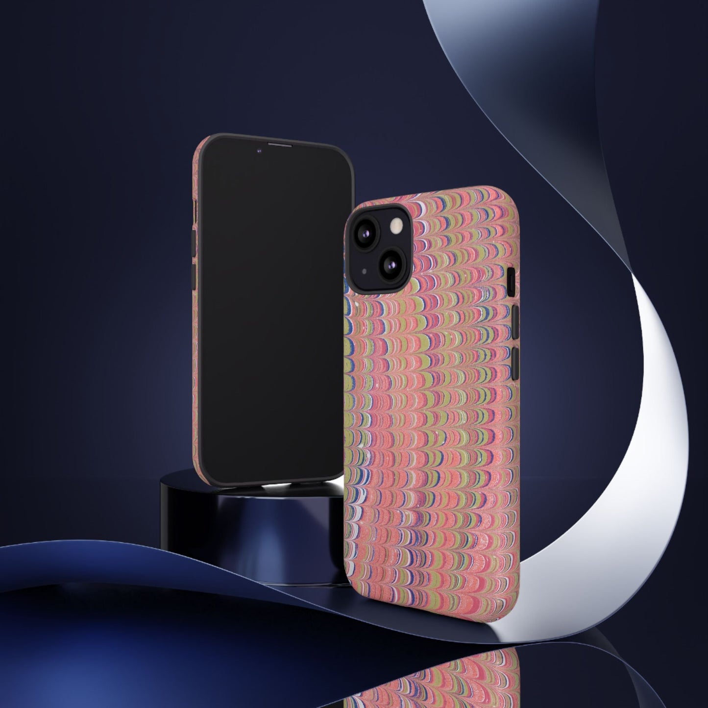Pink Pastels Feather Marbled Vintage Design iPhone 16 + Samsung + Apple + Google - 2 finishes