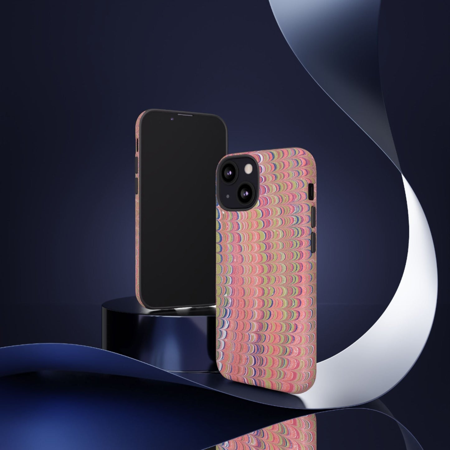 Pink Pastels Feather Marbled Vintage Design iPhone 16 + Samsung + Apple + Google - 2 finishes
