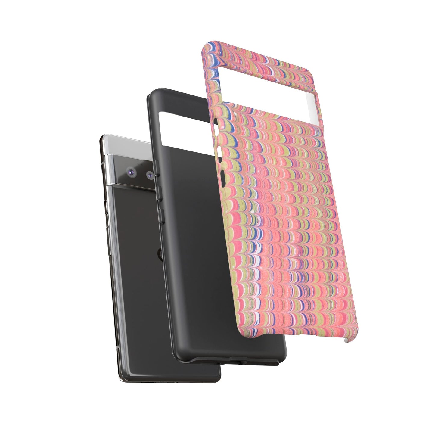 Pink Pastels Feather Marbled Vintage Design iPhone 16 + Samsung + Apple + Google - 2 finishes