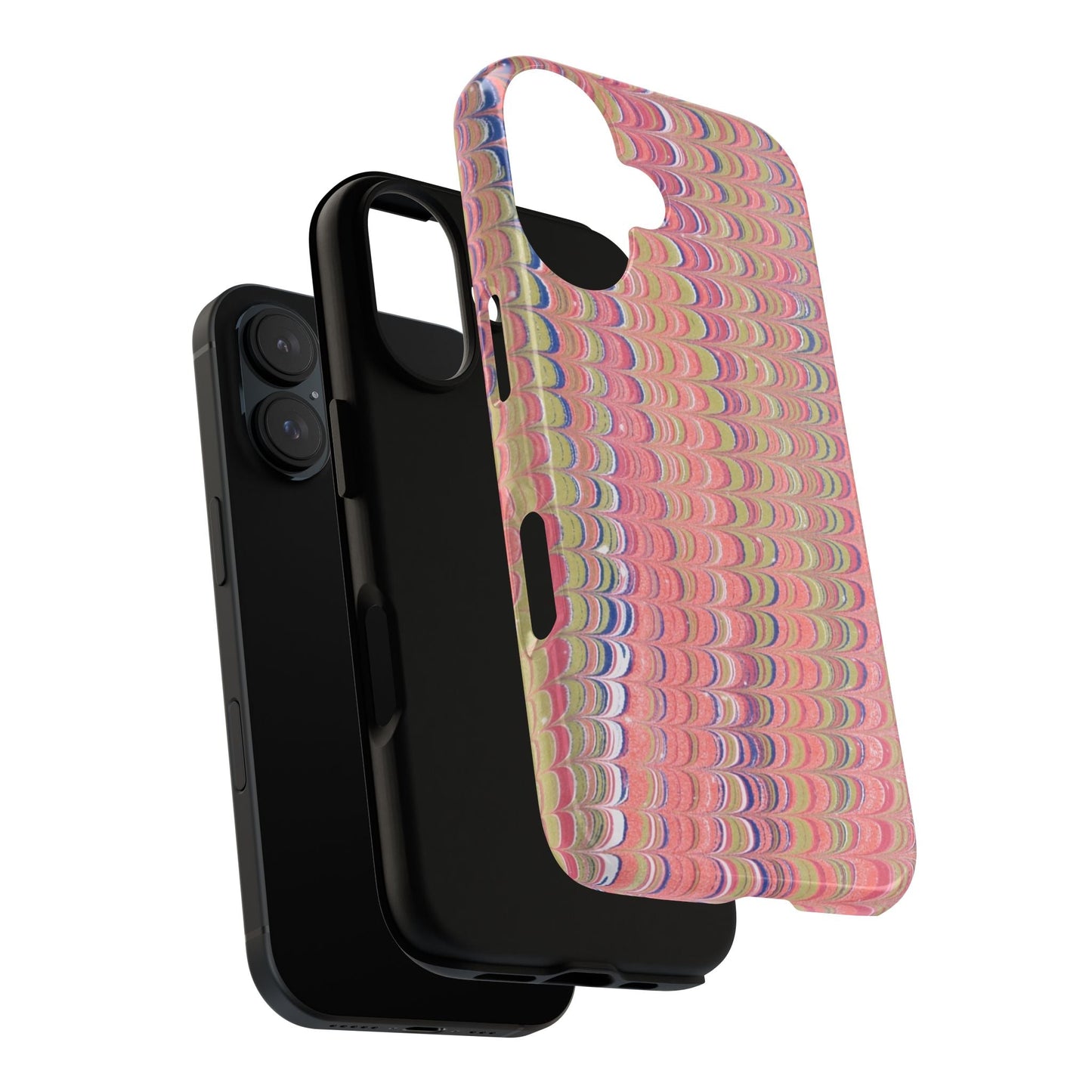 Pink Pastels Feather Marbled Vintage Design iPhone 16 + Samsung + Apple + Google - 2 finishes
