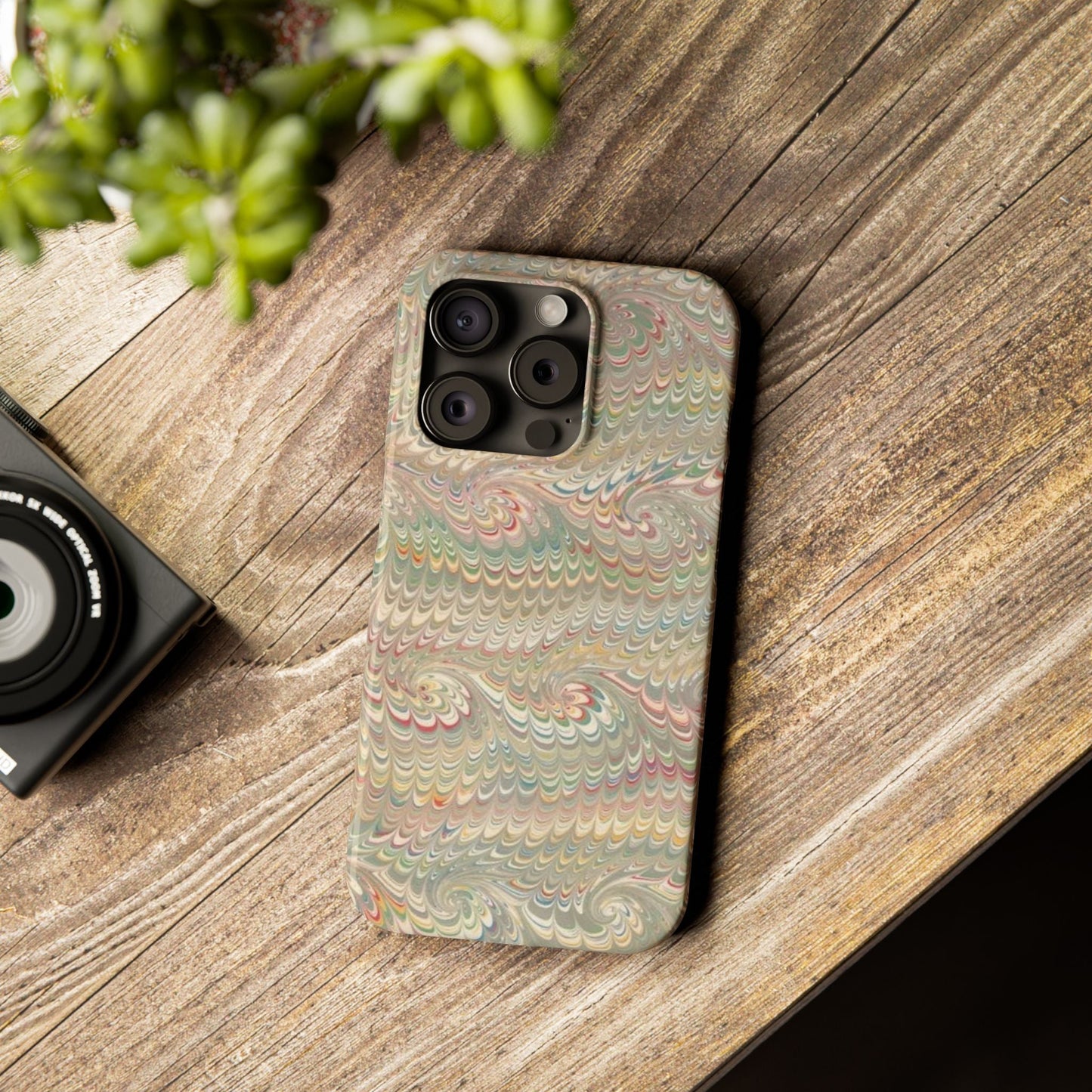 Soft Green and Multi-Colored Marbled Design, Italy Feather Phone Case, Multi-Color, Slim Phone Cases, Case-Mate IPHONE16 and all sizes