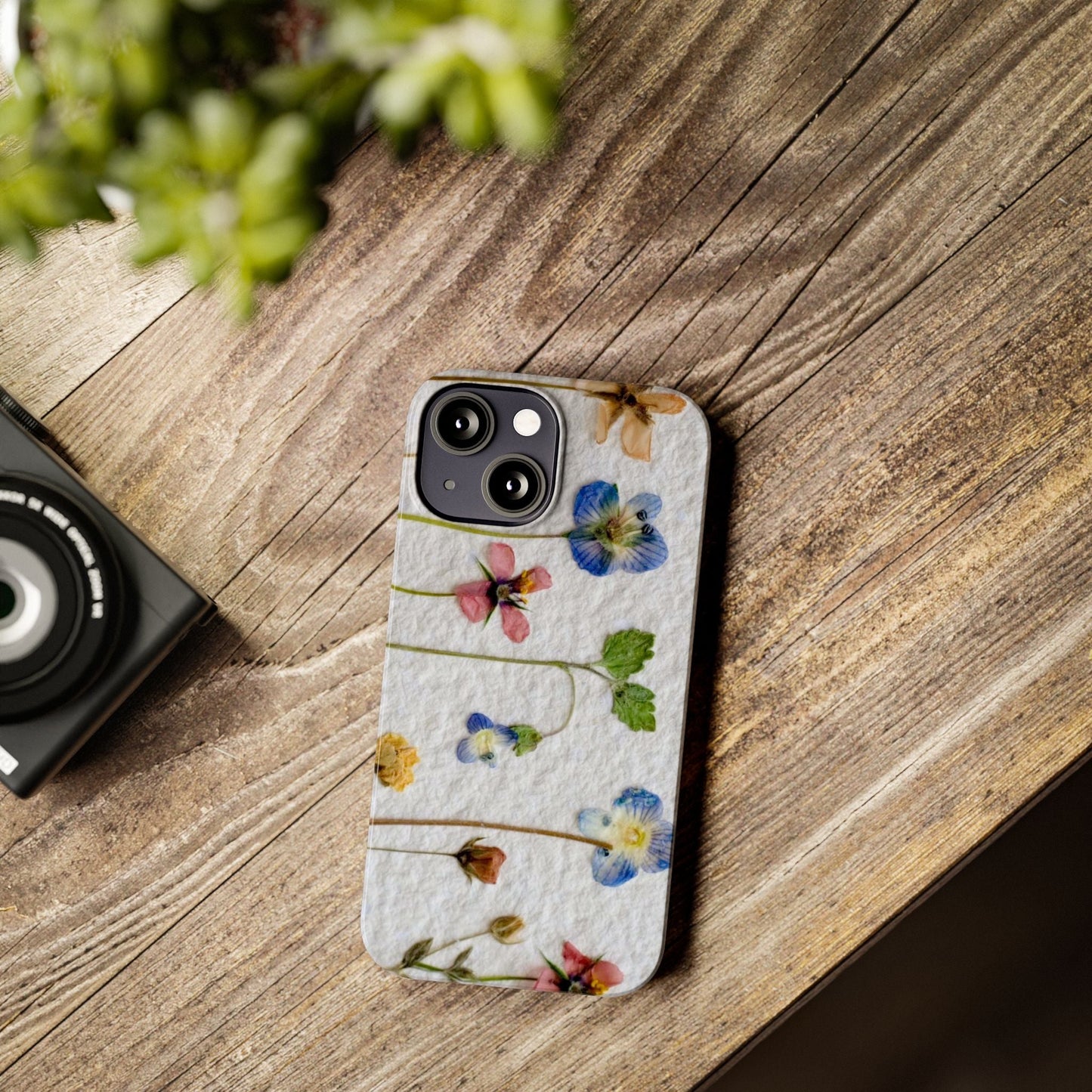 Dried Wild Pink and Purple Flower Image on Paper, Floral Slim Phone Cases, Case-Mate IPHONE16 and all sizes