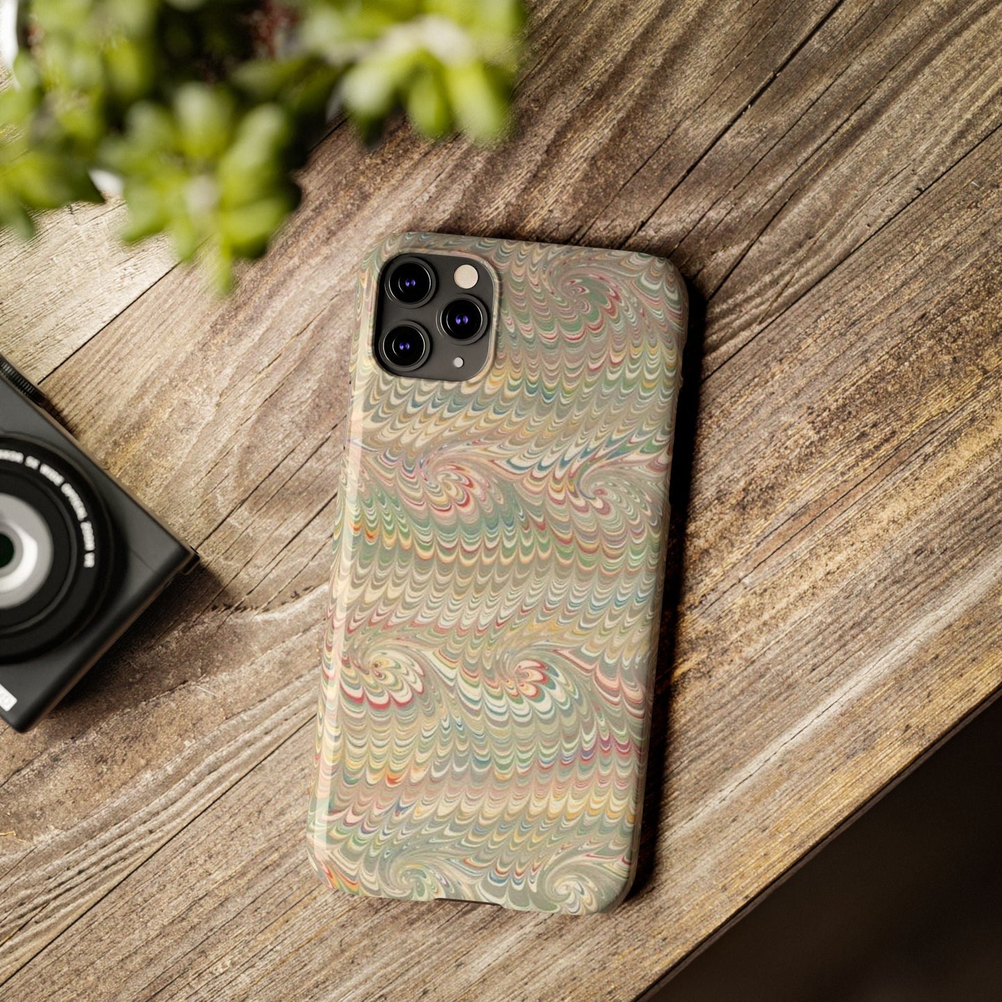 Soft Green and Multi-Colored Marbled Design, Italy Feather Phone Case, Multi-Color, Slim Phone Cases, Case-Mate IPHONE16 and all sizes