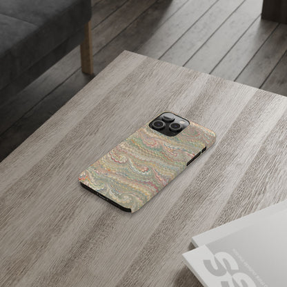 Soft Green and Multi-Colored Marbled Design, Italy Feather Phone Case, Multi-Color, Slim Phone Cases, Case-Mate IPHONE16 and all sizes